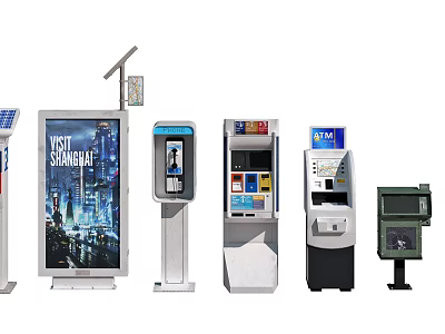 Public Facilities Including Billboard Kiosk ATM Parking Meter And Mailbox 3d model