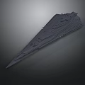 Dark Sci-Fi Triangular Warship Model With Detailed Surface And Sharp Edges