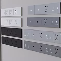 Contemporary Wall Mounted Switch Panels in White Black Gray with Sockets and Switches