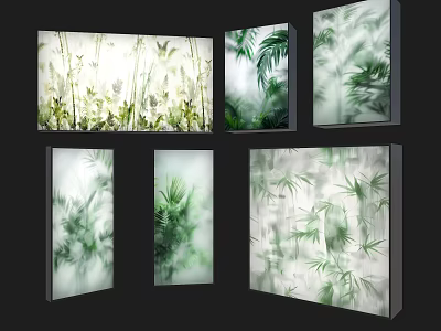 Modern Decorative Lamps Featuring Green Leaf And Bamboo Plant Patterns For Home Decor 3d model
