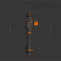 Futuristic Multi Barrel Weapon Gray And Orange Color Scheme With Mechanical Grip And Barrel Details