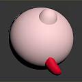 Cute Pink Cartoon Character Household Item With Big Eyes And Red Base