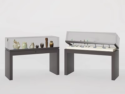 Dark Colored Display Cabinets With Glass Covers For Retail Store Ceramic Ornaments And Small Accessories 3d model