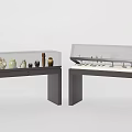 Dark Colored Display Cabinets With Glass Covers For Retail Store Ceramic Ornaments And Small Accessories