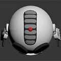 Silver Robot Character With Green Eyes Red Antenna And R2 Label Standing On Dark Background