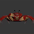 Red Mechanical Crab Character Design With Shiny Shell And Golden Claws 3d model