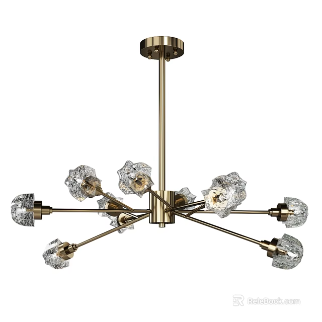 Elegant Modern Chandelier With Golden Metal Frame And Crystal Decorations For Home Interior 3d model 