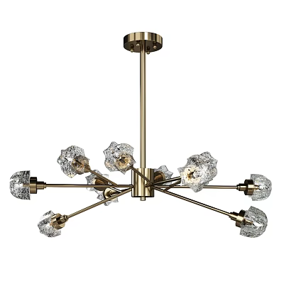 Elegant Modern Chandelier With Golden Metal Frame And Crystal Decorations For Home Interior 3d model