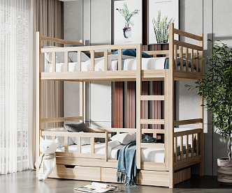 Modern Bed Bunk Bed 3d model