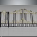 Exquisite Outdoor Iron Double Door Gate Furniture With Intricate Golden Ornaments And Black Frame