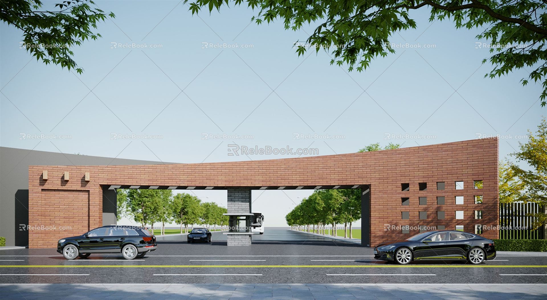 Modern Gate Park Factory Campus Gate Building 3d model