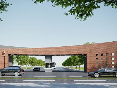 Modern Gate Park Factory Campus Gate Building 3d model