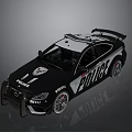 Black And White Police Car With Emergency Lights And Sporty Design