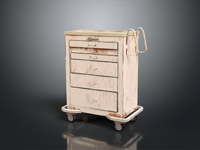Sturdy Medical Cart With Top Platform Multiple Drawers And Rolling Wheels 3d model
