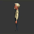 Cartoon Old Man With White Hair Mustache Striped Shirt Bow Tie And Blue Pants