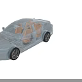 Transparent Mesh Car Model Showcasing Brown Interior Seats And Body Structure With Wheels 3d model