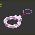 Shiny Silver Metallic Handcuffs With Chain Link And Reflective Surface 3d model