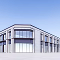 Modern Commercial Street Building With Glass Curtain Wall And Blue Sky White Clouds