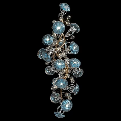 Ornate Crystal Chandelier Featuring Blue Glass Beads And Intricate Branch Design 3d model