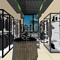 Modern Clothing Store Interior With Spacious Layout Clothing Racks Suits And Display Counter