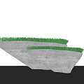 Stylish Modern Concrete Bonsai Planter With Geometric Shape And Green Grass