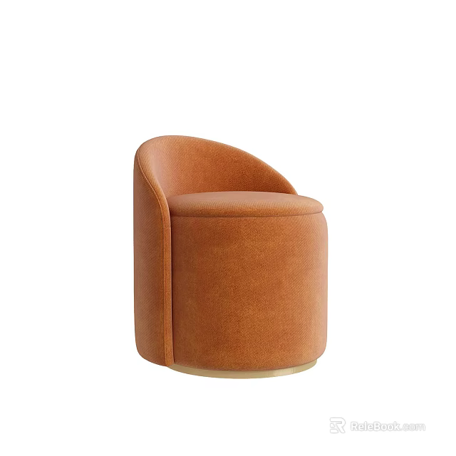 Elegant Modern Orange Upholstered Accent Chair With Curved Backrest And Round Base 3d model 