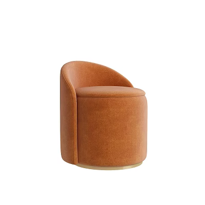 Elegant Modern Orange Upholstered Accent Chair With Curved Backrest And Round Base 3d model