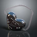 Heart Shaped Metallic Glossy Bag With Silver Chain Strap And Decorative Studs