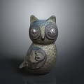 Owl Sculpture With Intricate Body Patterns Shiny Eyes And Textured Surface Decorative Figurine