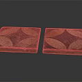 Two Square Stone Mosaic Floor Tiles With Circular Brown Beige Patterns