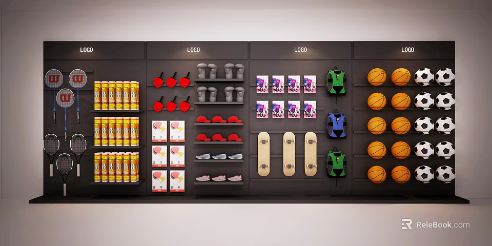 Shower Sauna Retail Product Display On Wall 3d model