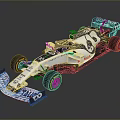 Williams F1 Race Car With Blue And White Livery And Sponsor Logos
