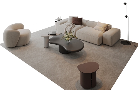 Modern Italian Sofa Combination Sofa Coffee Table Combination Side Table Coffee Table Multi-Person Sofa Single Person Sofa Living Room Sofa Jewelry Ornaments 3d model