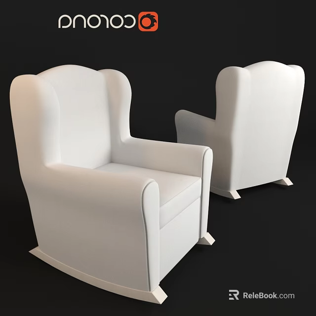 Modern White Single Sofa with Armrest and Two Pieces Different Angles View 3d model