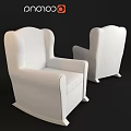Modern White Single Sofa with Armrest and Two Pieces Different Angles View 3d model