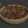 Natural Beige Stone Bowl Filled With Brown Nuts Against Dark Background