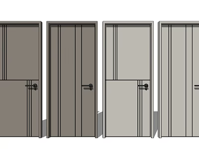 Modern swing door single door combination 3d model Modern swing door single door combination 3d model