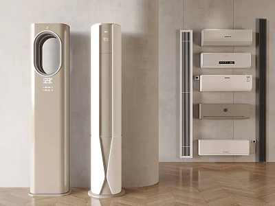 Sleek Modern Air Conditioner Fan Collection with Standing and Wall Mounted Designs 3d model