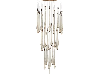 Elegant Modern Chandelier With Sleek Metal Droplets And Minimalist Design 3d model