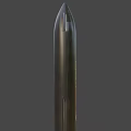 Metallic Rocket Structure With Grid Design Side Fins Against Sky And Distant Landscape 3d model