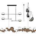 Elegant Modern Chandeliers Design With Spherical Fan shaped Brown White Hanging Lamps Decor