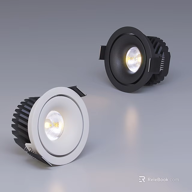 Modern White and Black Illuminated Downlights for Indoor Lighting Design 3d model 