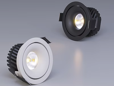 Modern White and Black Illuminated Downlights for Indoor Lighting Design 3d model