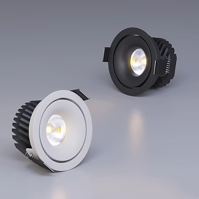 Modern White and Black Illuminated Downlights for Indoor Lighting Design 3d model