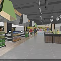 Modern Supermarket Department Store Interior With Spacious Shelves And Various Products