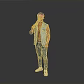Shirtless Man In Denim Vest And Jeans With Headband And White Shoes Standing