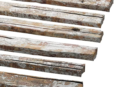 Vintage Decorative Ornament Set With Old Wooden Planks White Chipped Paint And Wood Grain 3d model