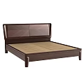 Modern Double Bed With Solid Wooden Frame And Patterned Headboard Slatted Base 3d model