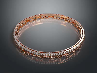 Luxury Gold Bracelet With Exquisite Inlaid Small Pearls And Elegant Design 3d model