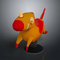 Yellow And Red Children's Rocking Horse Play Equipment With Spring Base